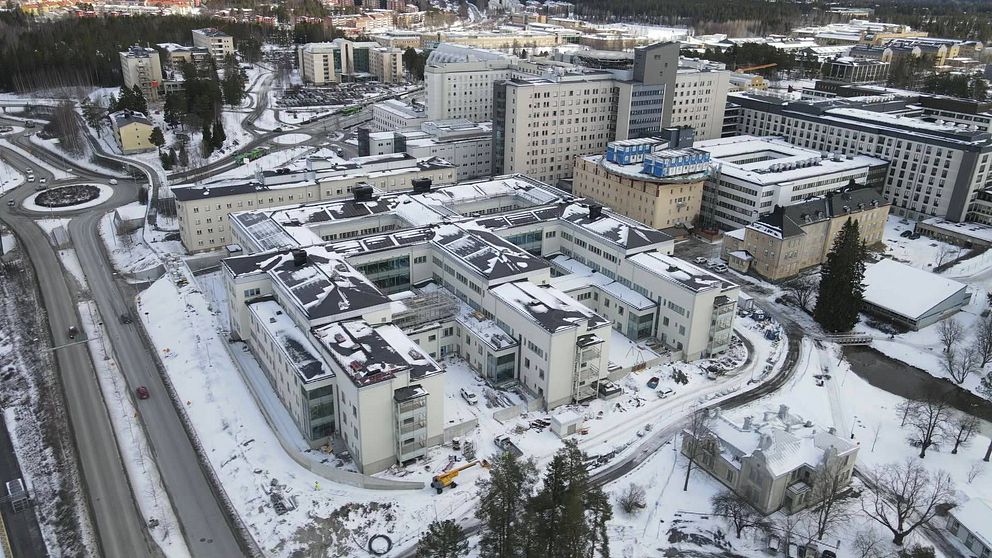 Bild från ovan på psykiatrihuset på Norrlands universitetssjukhus.