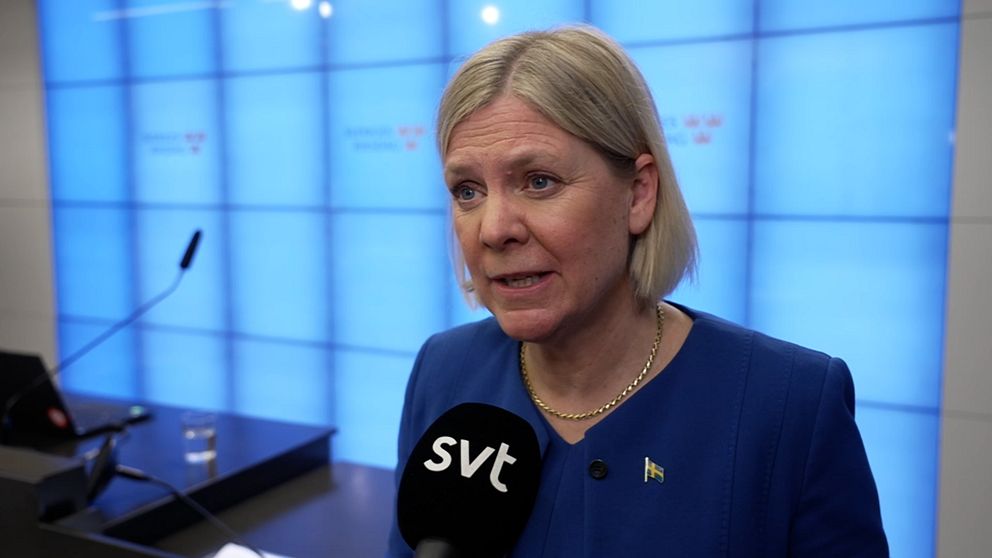 Magdalena Andersson (S) efter Socialdemokraternas presskonferens.