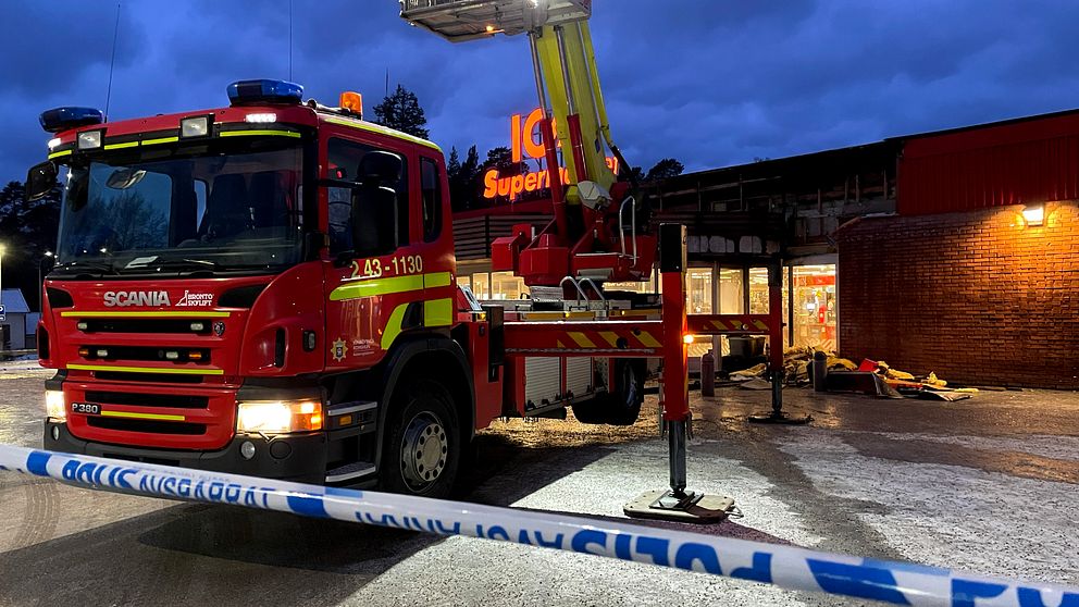 Brand utanför ica i Mullsjö