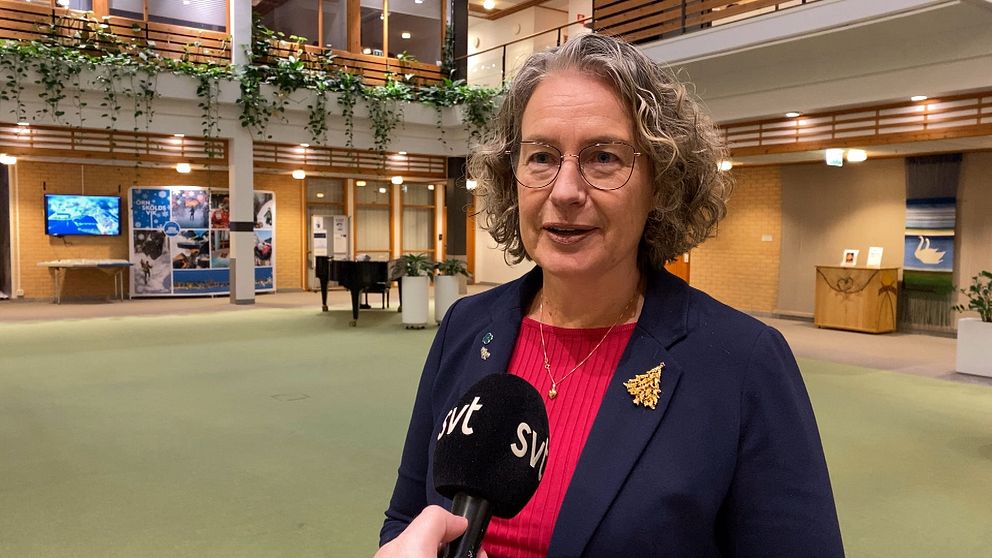 Kommunalråd i Örnsköldsvik, Anna-Britta Åkerlind (C), intervjuas