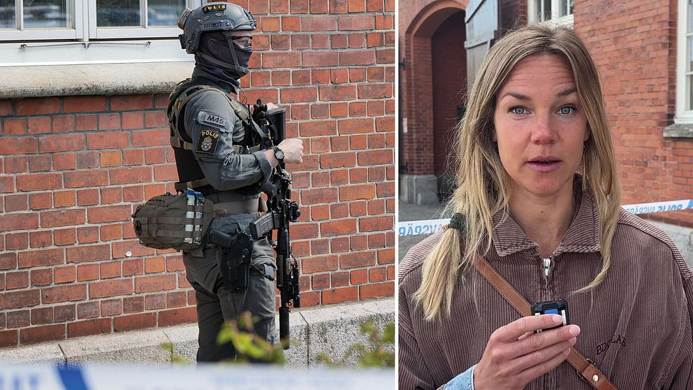 Polis vid Ystadsgymnasium, Natalie Medic till höger i bild