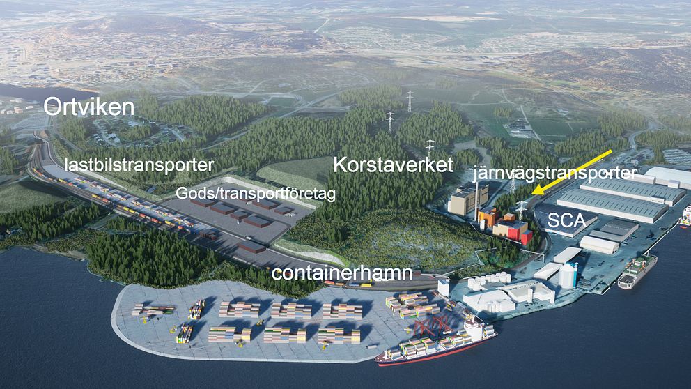Området för Logistikparken i Sundsvall.
