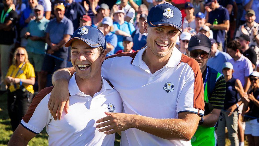 Ryder Cup: Ludvig Åberg och Viktor Hovland firar efter succén