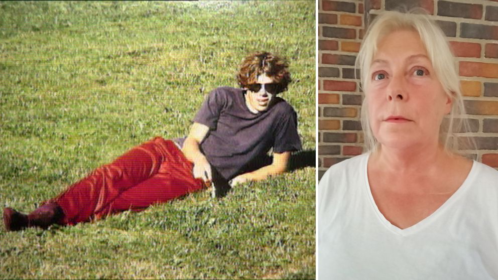 Till vänster ser man en bild på 18-årige Olle som ligger i gräset med solglasögon och röda byxor. Bilden är ett kollage där man även ser Olle Högboms syster  Maria Andersson Högbom.