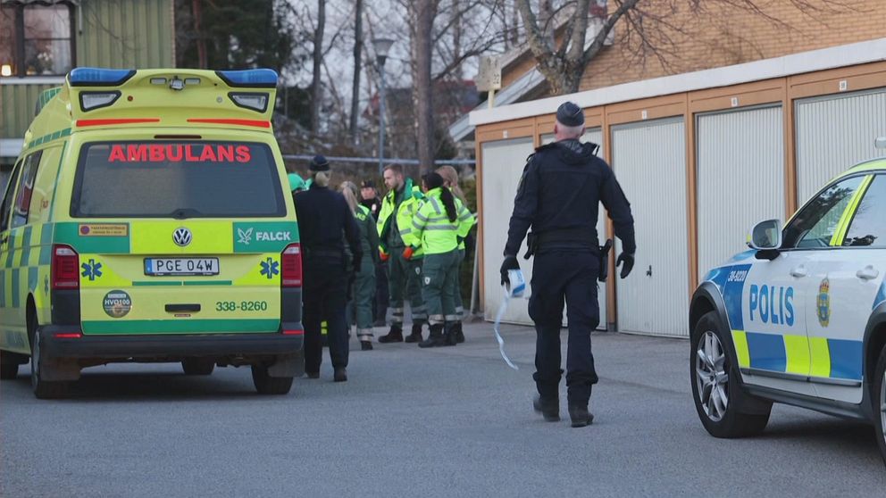 Två personer är gripna misstänkta för grovt brott efter att två döda barn hittats i en bostad i Södertälje.