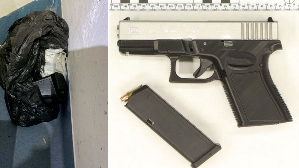 Bilder på en glock-pistol som tingsrätten menar tillhört en känd rappare.
