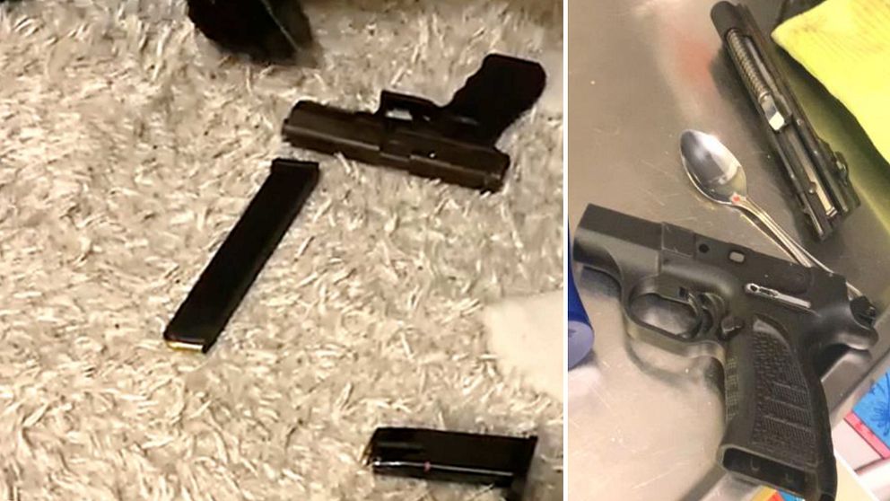 Tvådelad bild med två olika pistoler