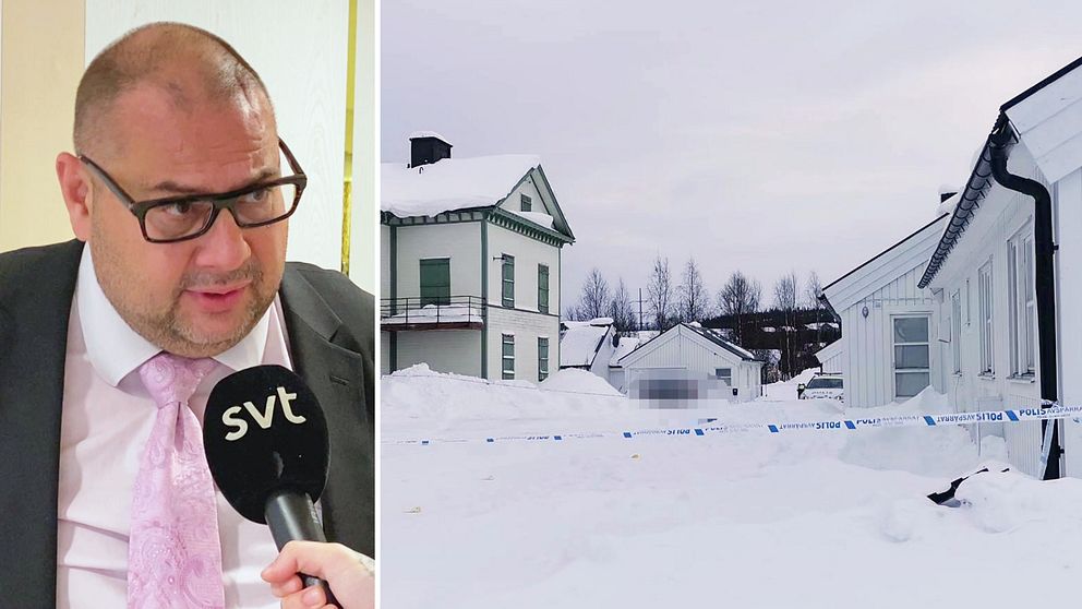 Advokaten Marko Tuhkanen och en bild på vandrarhemmet i Gällivare där dråpet ska ha begåtts.