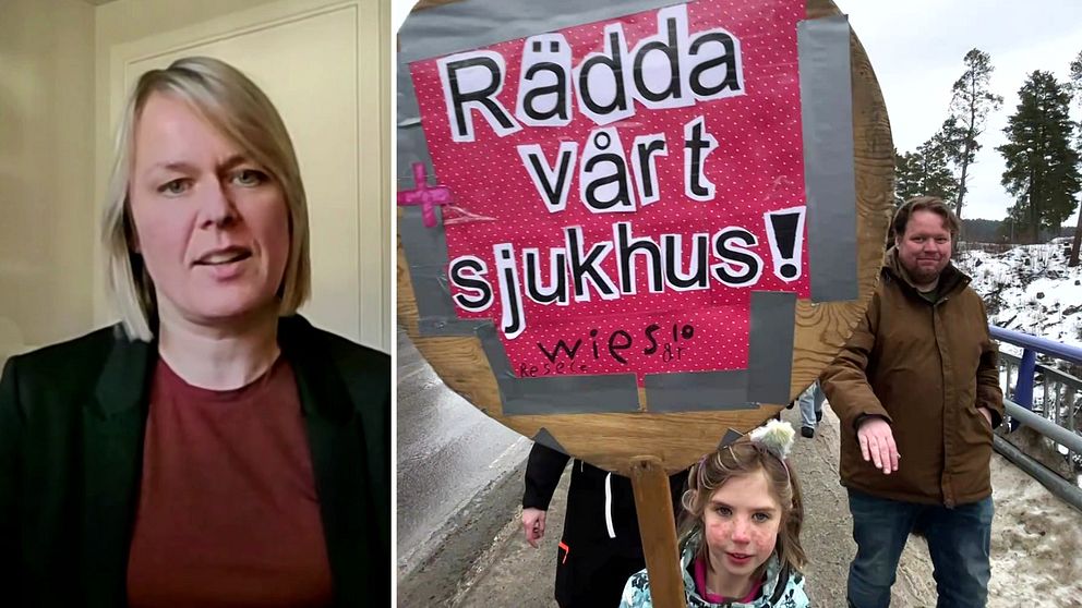 Desirée Enlund och demonstration mot avveckling av Sollefteå sjukhus.