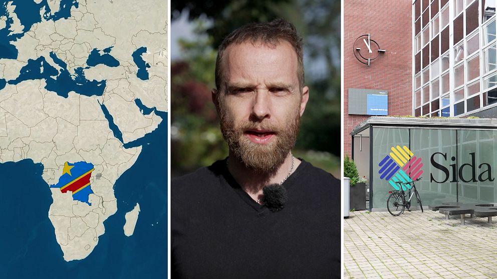 Karta över Kongo-Kinshasa, SVT:s Johan Ripås och entrén till Sida