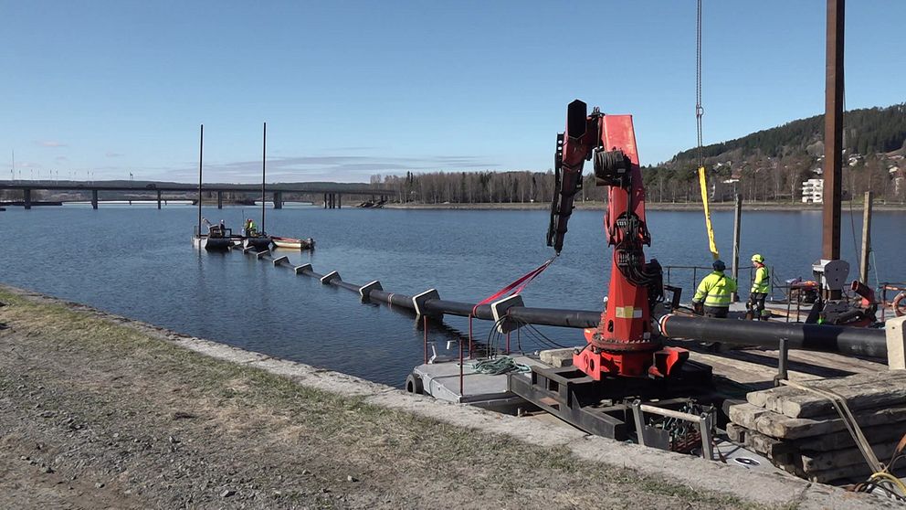 Vy mot Frösön, läggs fjärrvärmeledning