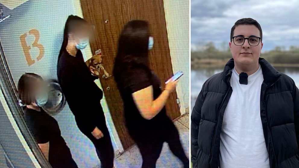 Till vänster i bild de tre misstänkta bedragarna som åtalats och till höger i bild Aziz Amaryan som träffade två av dem hemma hos en hemtjänsttagare i Kristianstads kommun.