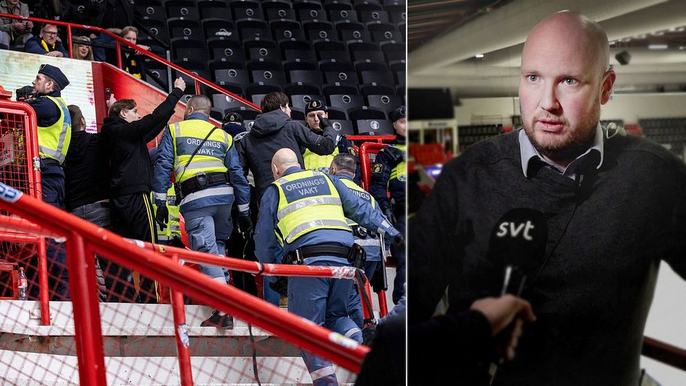 Oro på bortasektionen i Scaniarinken. Säkerhetsansvarig vid micken