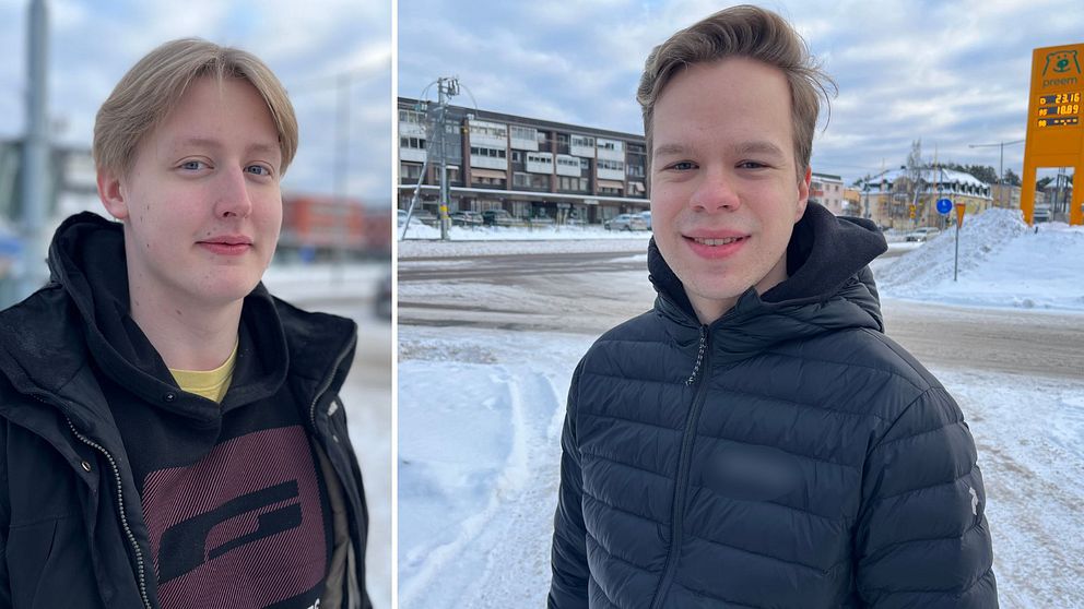Två killar i 20-årsåldern i centrala Kramfors.