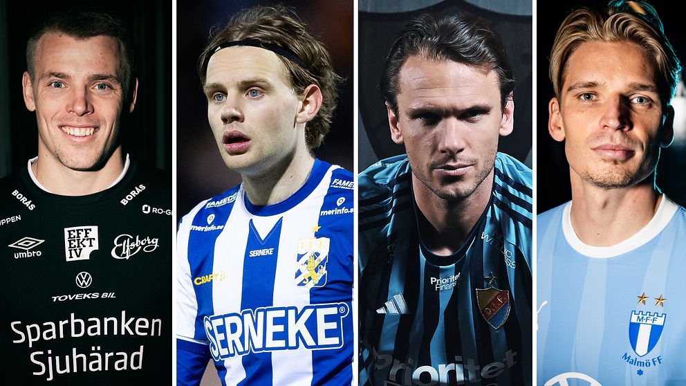 Elfsborgs Isak Pettersson, Göteborgs Oscar Pettersson, Djurgårdens Albin Ekdal och Malmös Jens Stryger Larsen