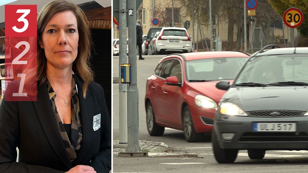 en kvinna som heter Martina Hellgren och är infrastruktustrateg, och bilar körandes på en gata