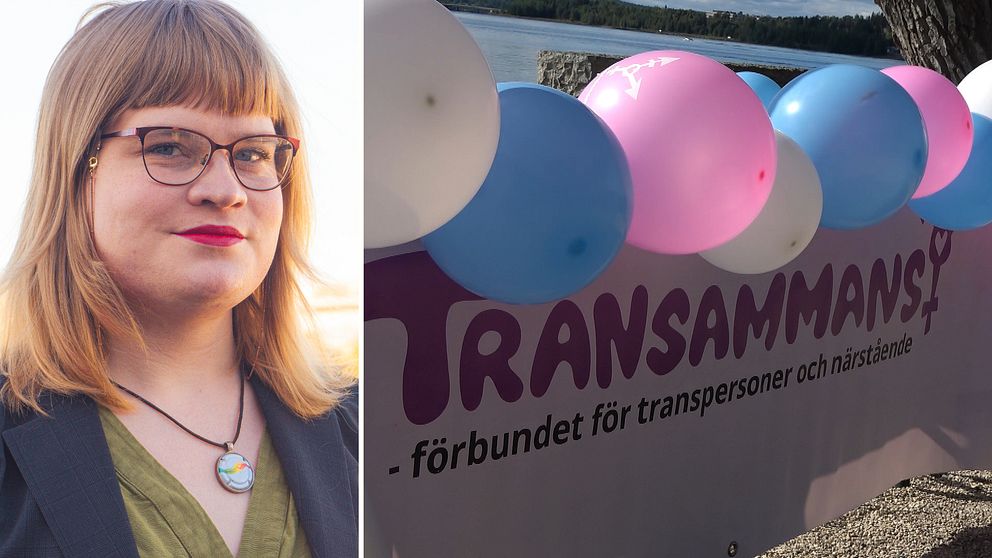 splitbild med Signe Krantz till vänster och en skylt med ballonger med texten transammans