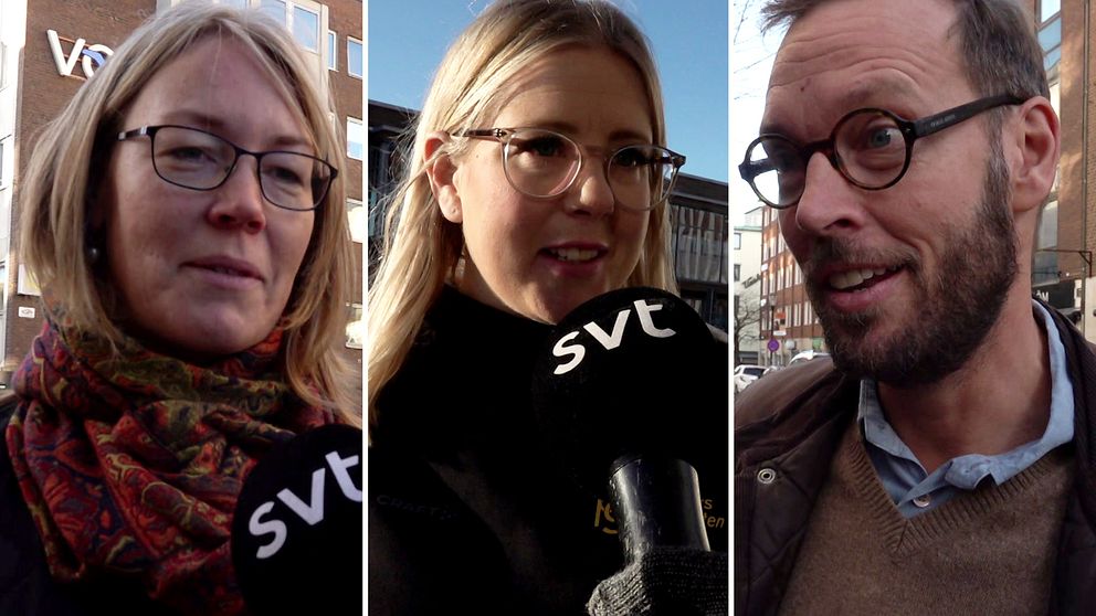 Tre personer intervjuas utomhus, klädda i olika kläder. Den första personen bär en färgglad halsduk och står framför en byggnad. Den andra personen är klädd i en svart jacka och håller en mikrofon. Den tredje personen uppvisar en mer formell stil med en tröja under en jacka. Bakgrunden visar en stadsmiljö med byggnader och gator.