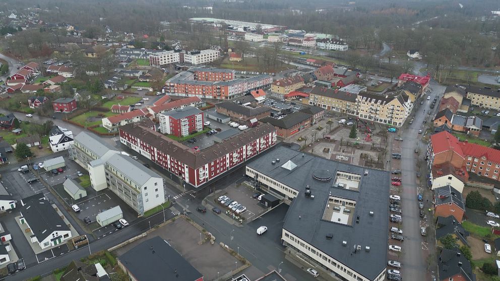 Drönarbild över centrala Perstorp