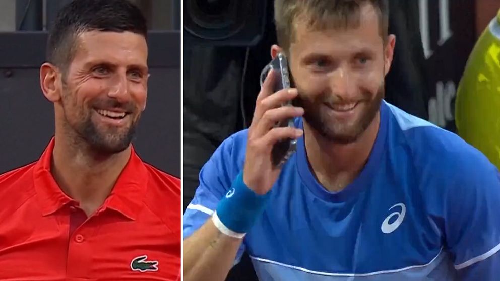 Novak Djokovic och Corentin Moutet