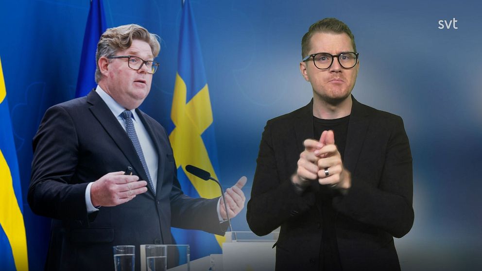 Magnus tecknar ”möte” bredvid en bild på justitieminister Gunnar Strömmer