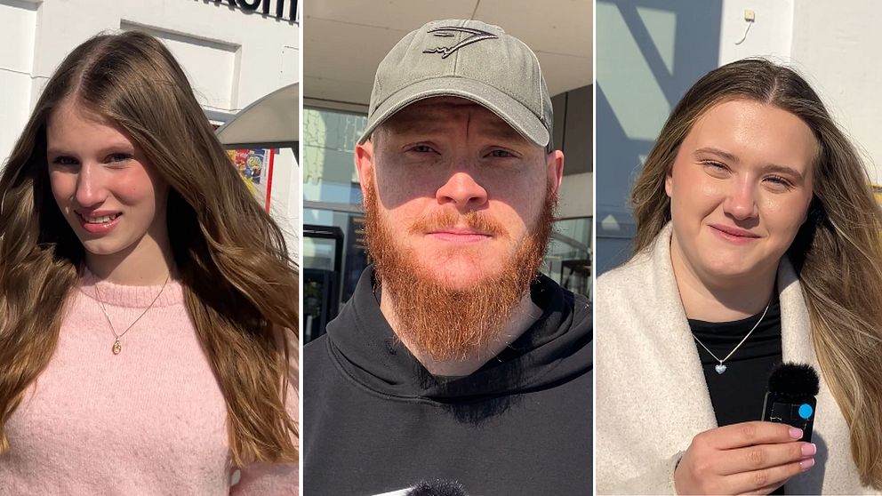 Tredelad bild. Vänster: Person med långt hår i rosa tröja. Mitten: Person med skägg i keps. Höger: Person med ljus jacka håller mikrofon.
