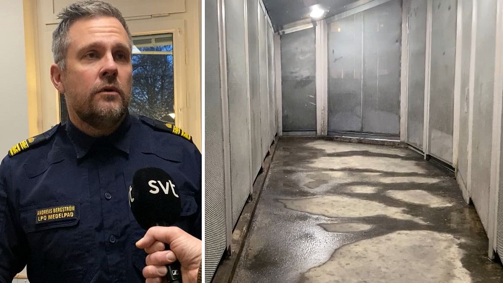 Andreas Bergström, chef för lokalpolisområde Medelad och en rastgård på polisens arrestavdelning.