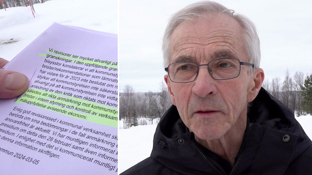 Ett dokument som visar anmärkningen mot Kiruna kommun samt revisionens ordförande och centerpartisten Thore Johansson.