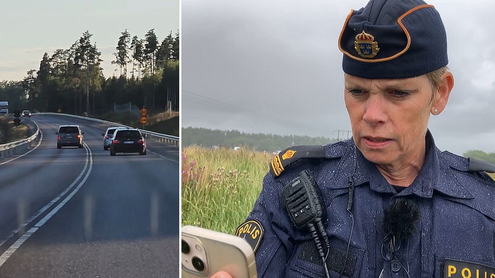 Trafik, bilar, kvinna, polis