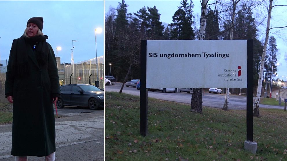 SVT reporter står utanför SIS hemmet Tysslinge