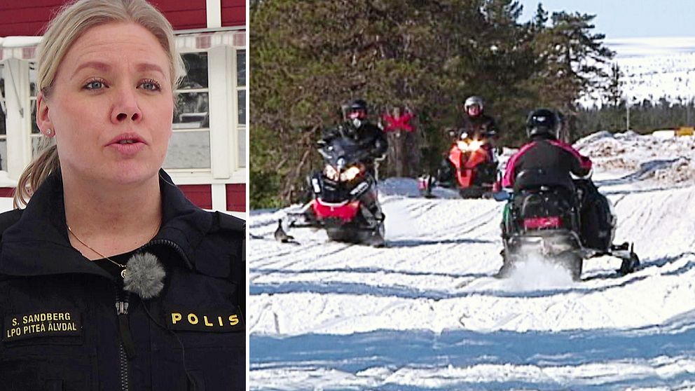 Polisen Sara Sandberg och tre skoterförare i Norrbotten.