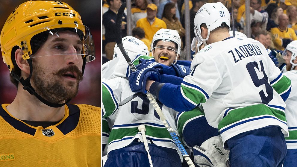 Filip Forsberg och Vancouver-spelare som jublar