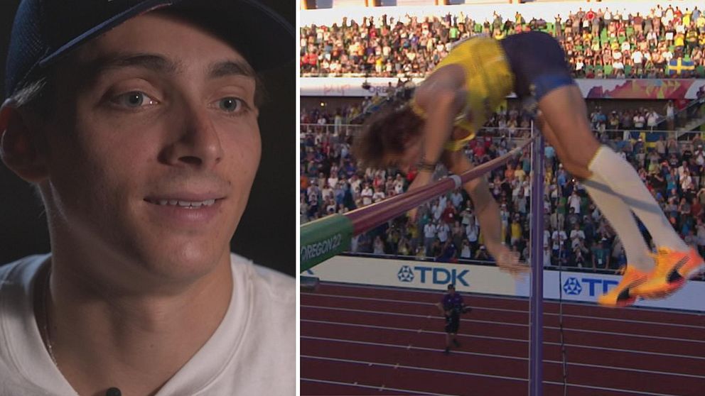 Armand Duplantis som hoppar stavhopp.