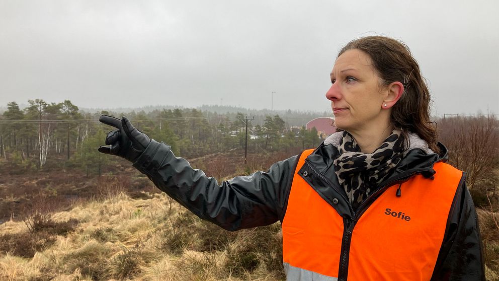 vd för kabelföretaget står på mossen där torvet ska brytas.