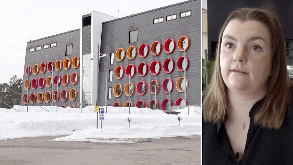 Bild på Raketskolan i Kiruna och Emilia Töyrä (S), ordförande i kultur- och utbildningsnämnden.