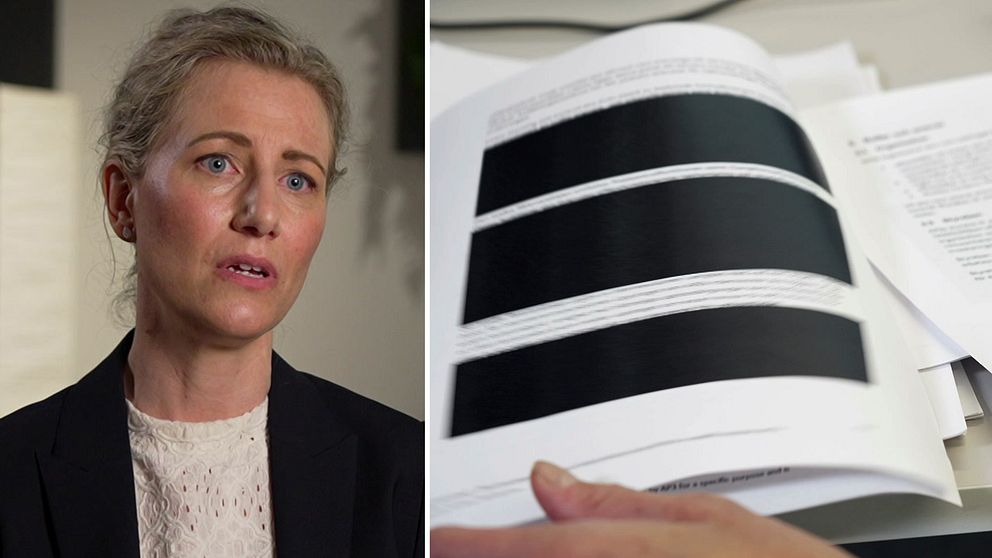 Caroline Stenman Dencker och maskade sidor ur Tredje AP-fondens regelverk.