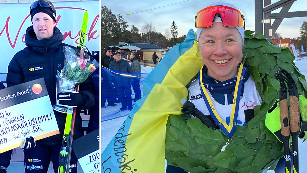 Årets segrare i Nordenskiöldsloppet Johan Lövgren och Sofia Lindberg
