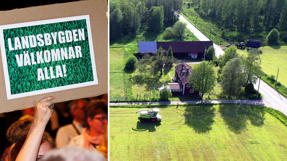 en splitbild från Landsbygdsriksdagen och på en åker i Sverige.