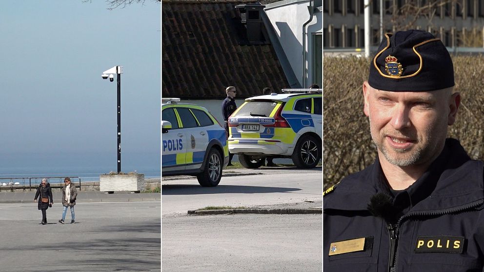 En övervakningskamera, polisbilar, och Emil Eisersjö.
