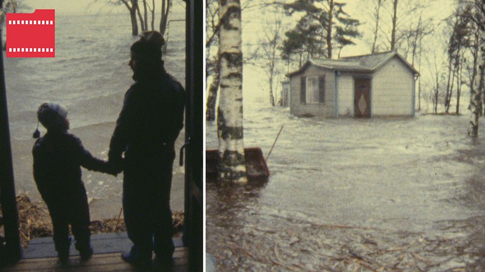 Finjasjön i december 1980. En mor och son tittar ut över vattnet utanför deras dörr.