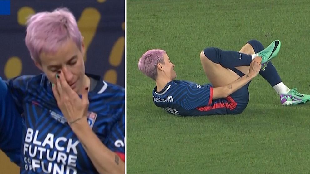 Här tvingas amerikanska fotbollsprofilen Megan Rapinoe lämna planen i tårar