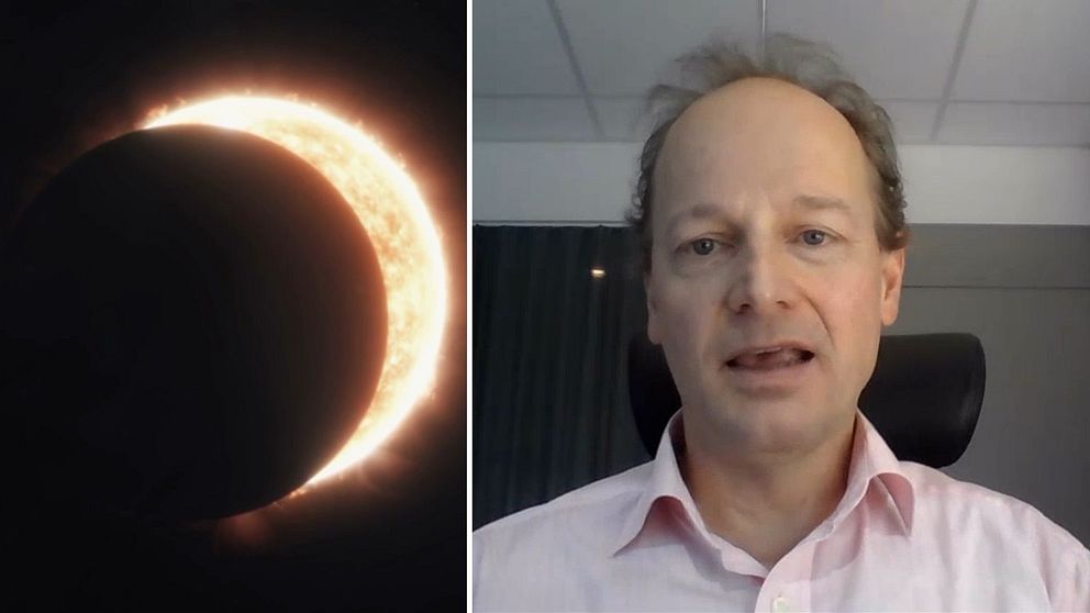 Andreas Korn (astronom) och bild på solförmörkelse.
