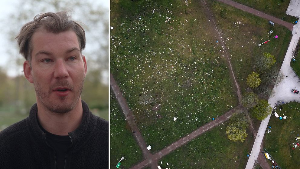 Till vänster en man till höger ekoparken