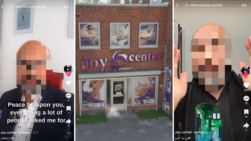 Två bilder från Tiktok på Hudmagikern och Joy Center salong i Malmö.