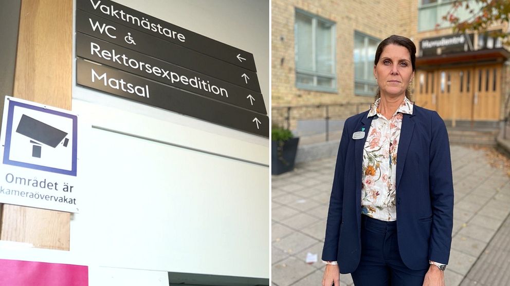 Rektorn på Aspuddens skola står utanför huvudentrén