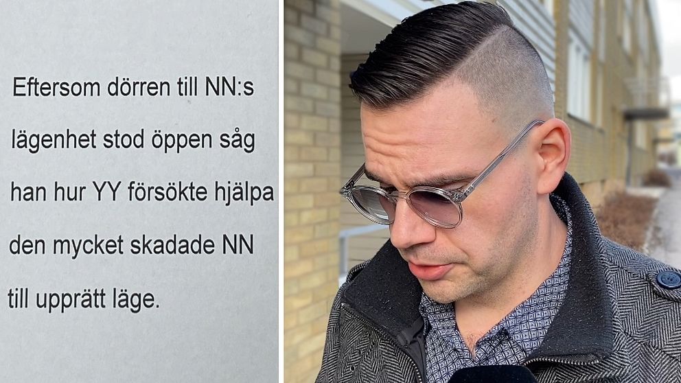 Till vänster ser man en text ur tingsrättens dom och till höger ser man Hassan Mouline.