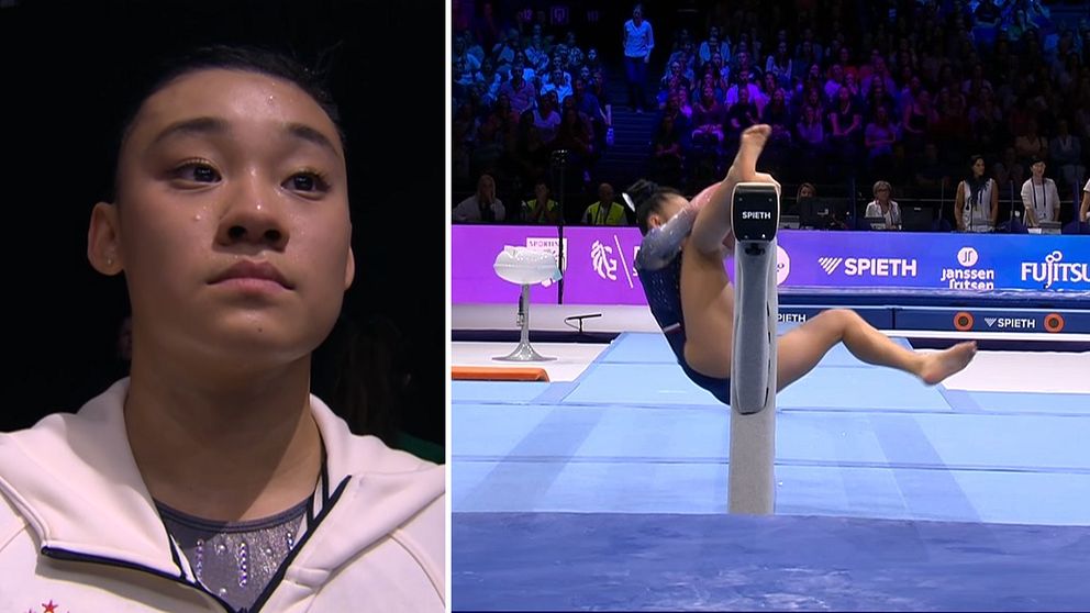 USA:s Leanne Wong illa ute i lagtävlingen i gymnastik-VM