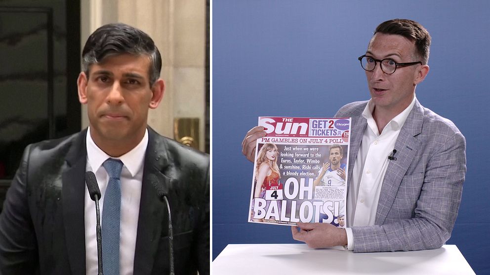 James Savage berättar om hur den brittiska pressen pratar om att Englands premiärminister Rushi Sunak utlyst val i juli.