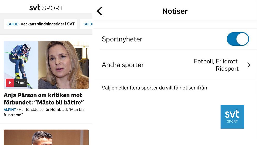SVT Sport app