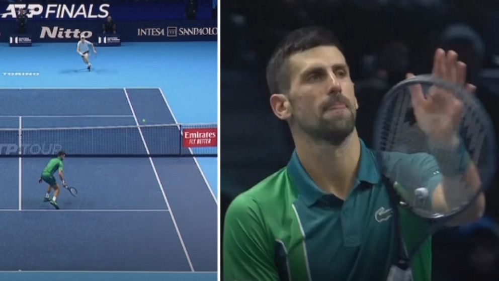 Jannik Sinner och en applåderande Novak Djokovic